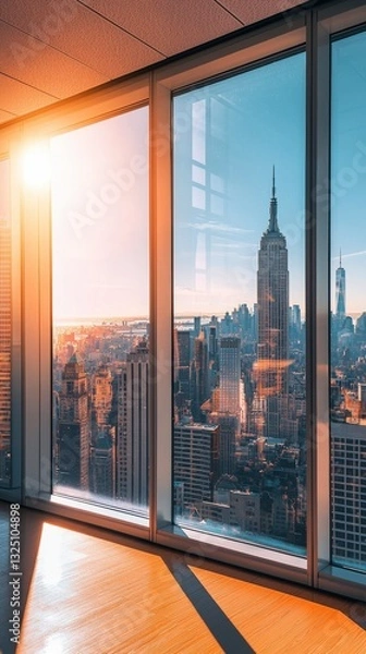 Obraz Iconic skyline through floor-to-ceiling windows
