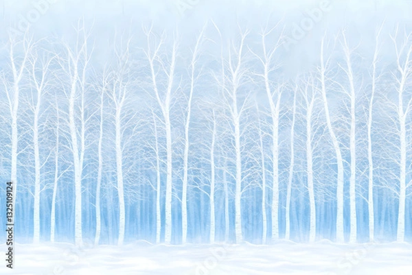 Obraz Winter Birch Forest Illustration: Serene Snowscape