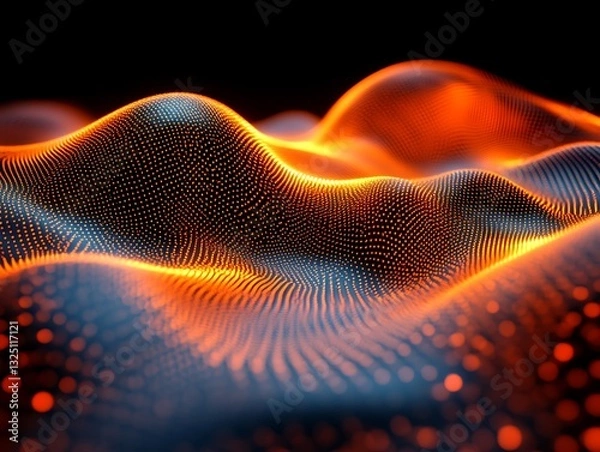 Fototapeta An abstract three dimensional design with orange and blue dots