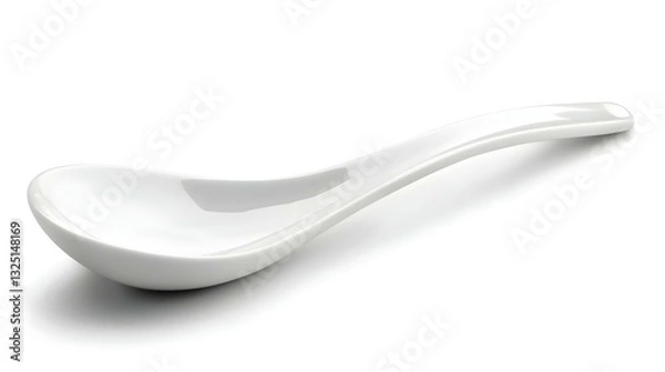 Obraz White Chinese soup spoon isolated on white