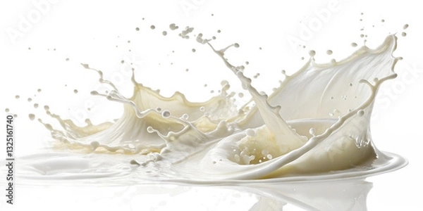 Fototapeta A fresh, white milk splash in dynamic motion, isolated
