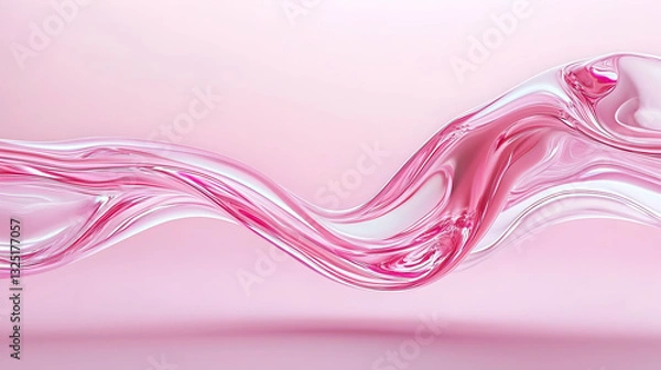 Fototapeta Abstract Pink Fluid Wave Art Liquid Motion Background with Smooth Swirls and Shiny Ripples in Soft Pastel Color Gradient for Elegant Feminine Design
