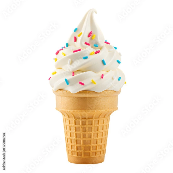 Fototapeta Delicious Vanilla Soft Serve Ice Cream with Colorful Sprinkles