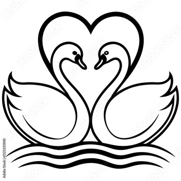 Fototapeta two swans forming a heart shape with their necks, symbolizing love and romance