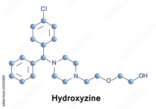 Fototapeta Hydroxyzine is a first-generation antihistamine of the diphenylmethane and piperazine class.