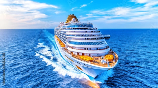 Obraz Luxurious cruise ship sailing on the open ocean