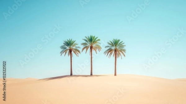 Fototapeta Three Palm Trees Standing Tall on the Desert Sand