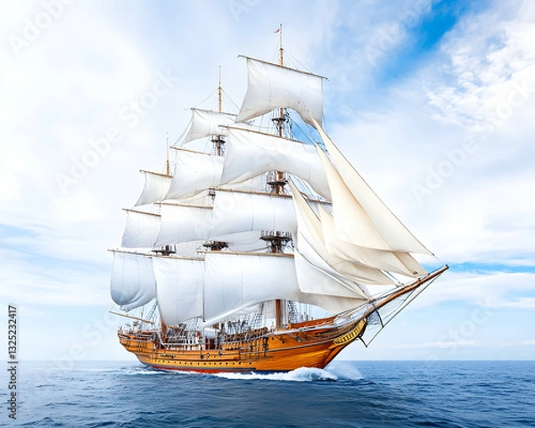 Fototapeta Magnificent sailing ship under full sail