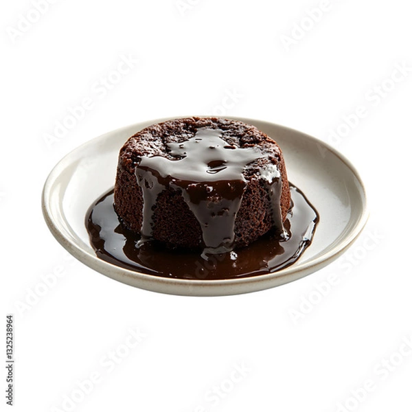 Fototapeta Chocolate Lava Cake with Chocolate Sauce Isolated on Transparent Background