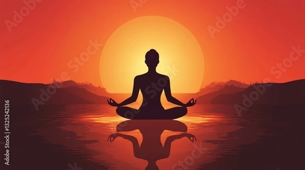 Fototapeta Calm Meditation on Water at Sunset Creating a Serene Atmosphere and Reflection