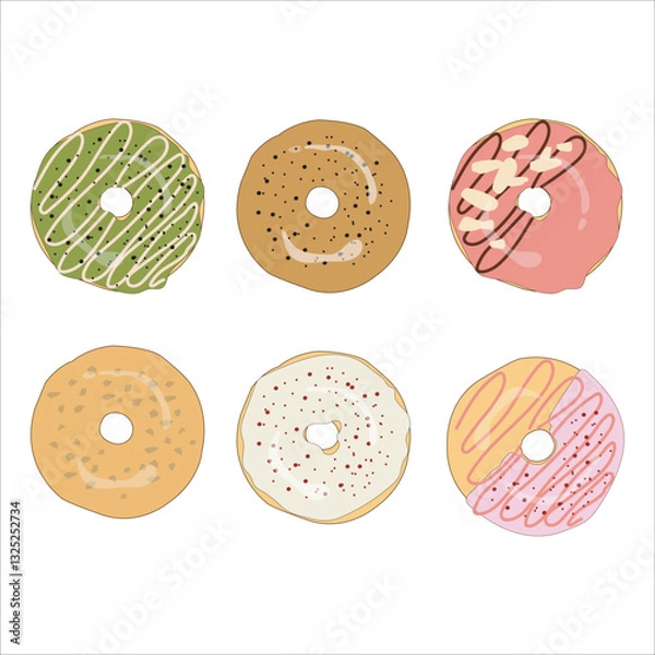 Obraz Sweet Donuts Vector Illustration
