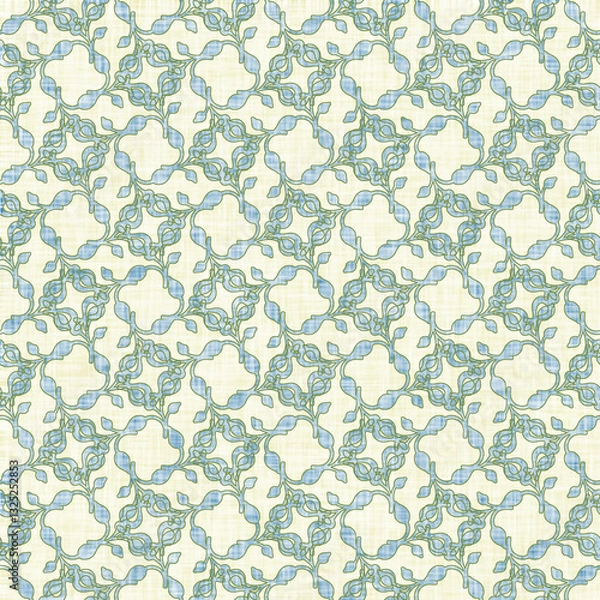 Fototapeta Floral geometric paper with daisy and ditsy seamless ornamental pattern fabric
