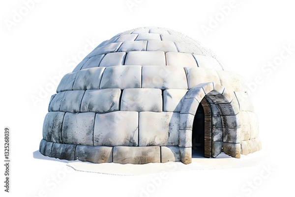 Fototapeta illustration of igloo or snow house isolated on transparent background. Igloo house is a temporary residence for Eskimos.