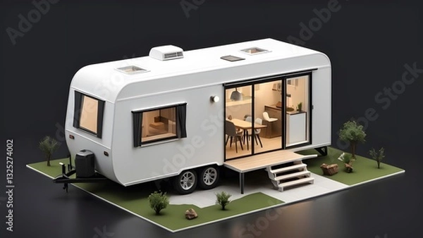 Obraz トレーラーハウスのミニチュア写真