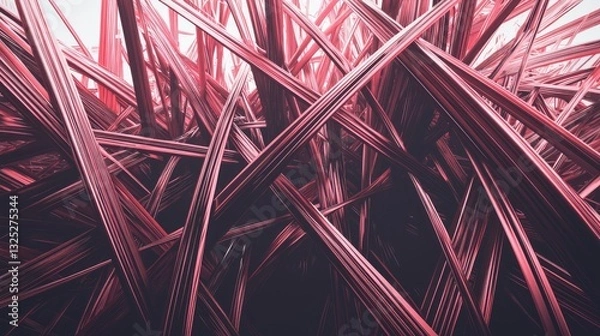 Obraz Abstract Red Metallic Lines A visually striking image. Great as a background or design element
