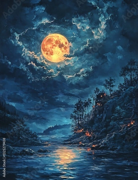 Fototapeta Awe-Inspiring Full Moon Image in Various File Formats for Astronomy Enthusiasts