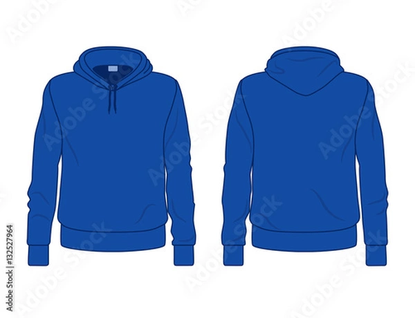 Obraz Blue men's hooded sweat template, front and back view 