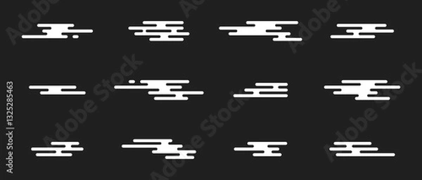 Fototapeta Chinese japanese cloud, asian japan clouds. Motif oriental style decoration, abstract simple black geometric graphic elements. Vector illustration 10 eps.