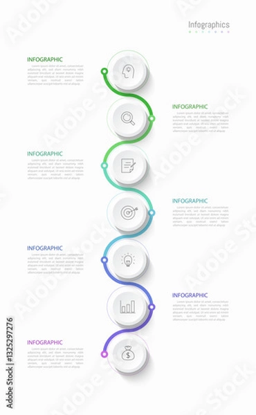 Fototapeta Infographic 7 options design elements for your business data. Vector Illustration.