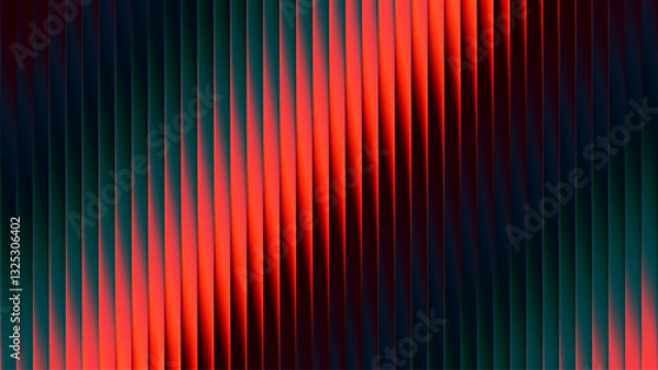 Obraz Vibrant ribbed background with futuristic vintage aesthetic and nostalgic retro chrome. Chromatic dramatic gradient in retro-futuristic style with warm and cool tones for trendy visual art projects
