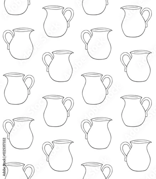 Fototapeta Vector seamless pattern of hand drawn sketch doodle jar isolated on white background