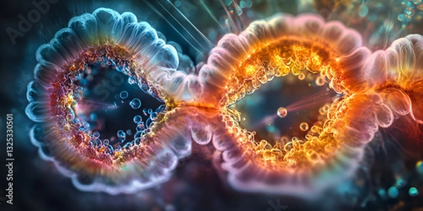 Obraz 3D Molecular Bonding and Connection Concept | Digital Rendering of Molecular Bonds and Chemical Connection | Molecular Structure with Interconnecting Bonds in 3D

