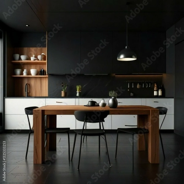 Fototapeta modern kitchen interior with kitchen