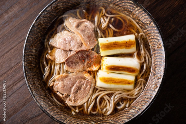 Obraz 真上から見た鴨南蛮蕎麦