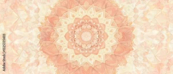 Fototapeta Elegant vector pattern featuring radial symmetry and intricate geometric mandala details in pastel tones
