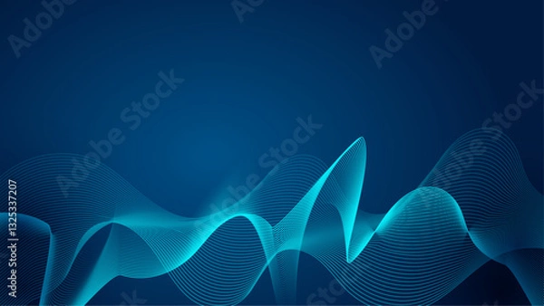 Fototapeta Modern presentation background with blue flow lines