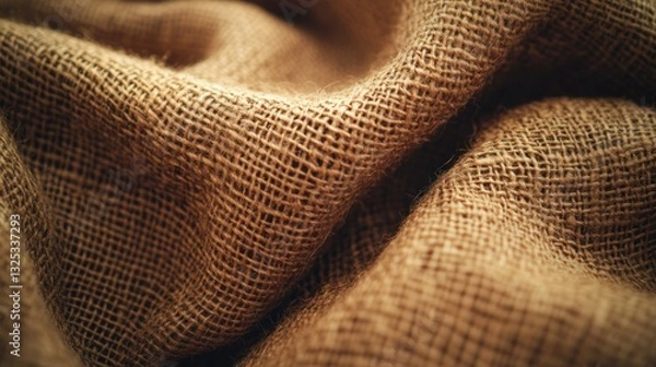 Fototapeta Wrinkled Burlap Fabric Texture Close-up