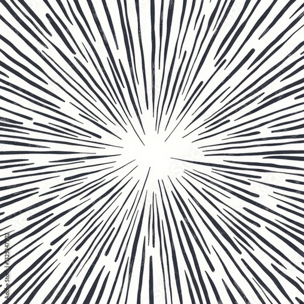 Fototapeta Abstract minimalist sunburst pattern with simple doodle lines, vectorized and clean