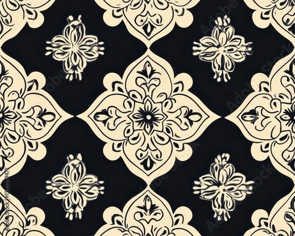 Fototapeta Thai ornamental motifs simplified into a clean geometric repeating vector pattern