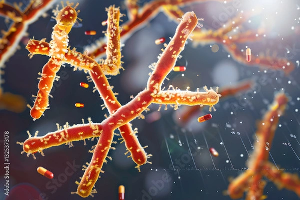 Fototapeta Visualizing the Challenge of Drug-Resistant Tuberculosis: An Insight into the War Between Bacterium and Medicine