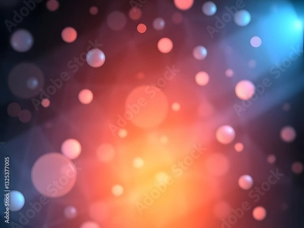 Fototapeta Abstract Bokeh Background Red, Orange, Blue Light Spheres, Blur Effect, Modern Design, Artistic Backdrop, Digital Art.