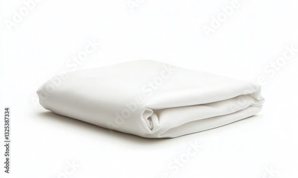 Fototapeta Folded White Fabric on Plain Background for Home Decor or Product Display - A Soft and Elegant Textile Ideal for Various Creative Projects and Stylish Presentations.