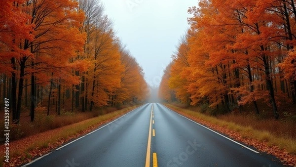 Fototapeta Straight highway road