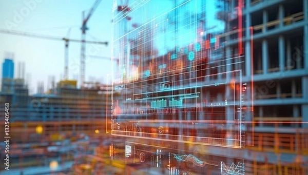 Fototapeta Digital Construction: Monitoring Progress Efficiently and Effectively with Data Visualization