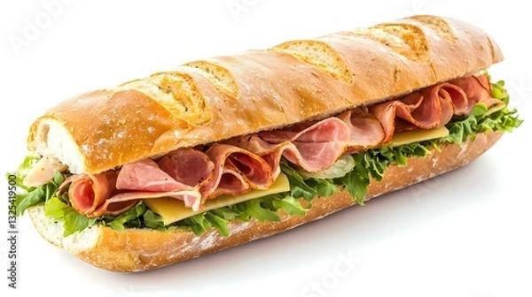 Obraz Footlong ham swiss submarine sandwich isolated