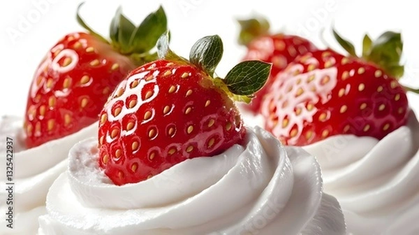 Obraz Strawberry on whipped cream isolated