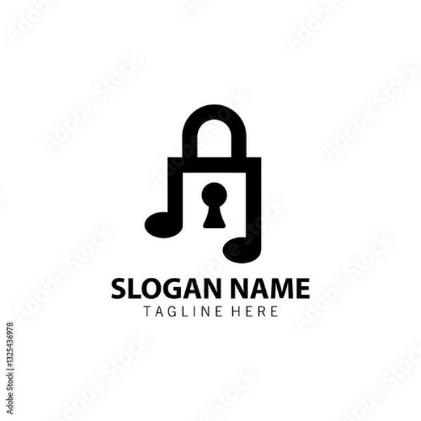 Fototapeta lock key note Logo design vector