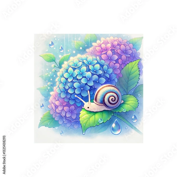 Obraz 梅雨　雨　紫陽花