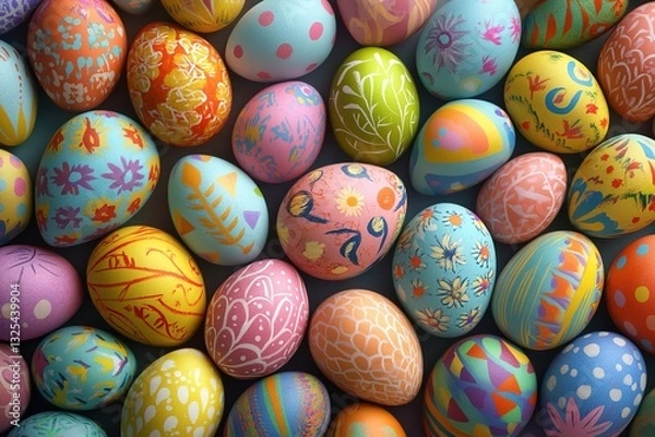 Obraz A Kaleidoscope of Easter: A Vivid Collection of Patterned Eggs