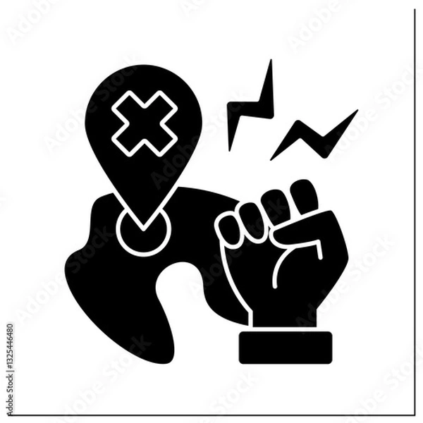 Fototapeta Anti globalism glyph icon.Aggressive behaviors against global processes. Deglobalisation concept. Filled flat sign. Isolated silhouette vector illustration