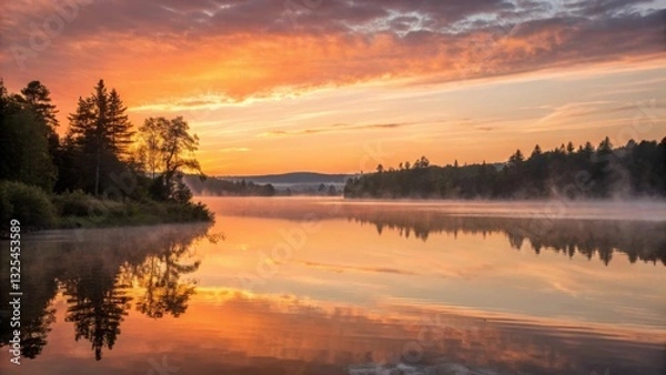 Obraz sunset over the river