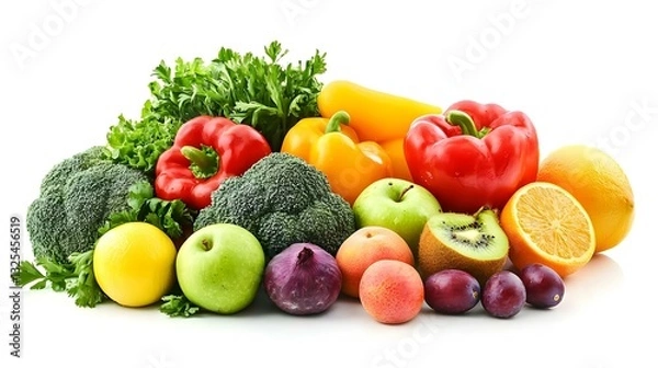 Fototapeta fruit and vegtables on white background