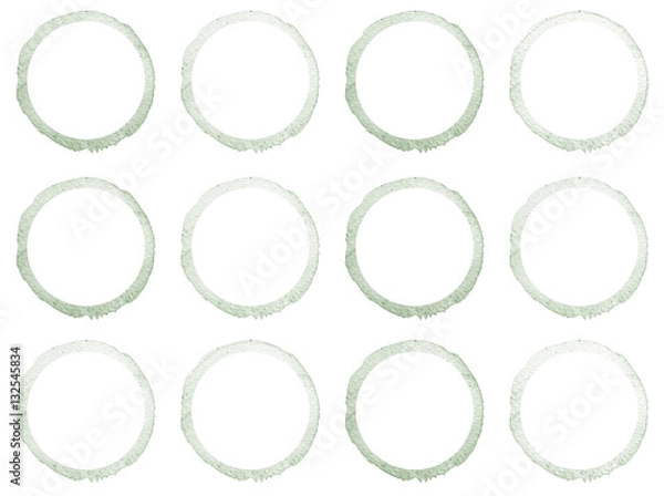 Fototapeta Watercolor hand painted circle shape design elements. Grey banners set.