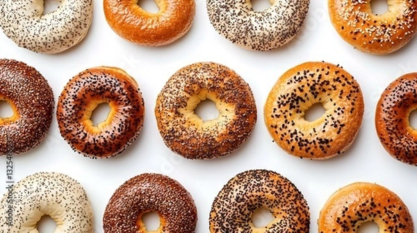 Obraz Fresh bagels on white background