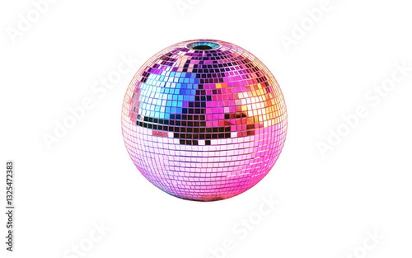 Fototapeta Colorful disco ball rotating and reflecting light on transparent background