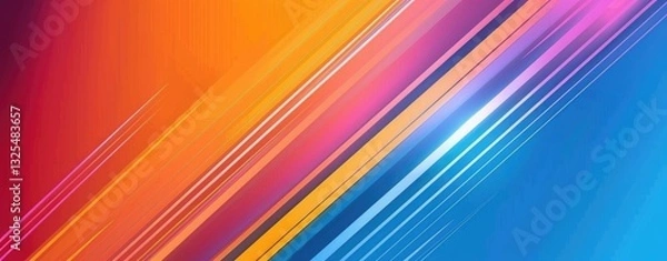 Fototapeta Vibrant abstract background with colorful gradient lines in blue, orange, and purple tones.
